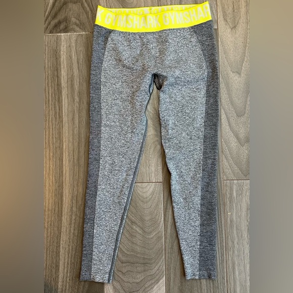 Gymshark Flex Low Rise Leggings Charcoal Marl Glitch Yellow Women’s Size M - Picture 2 of 7